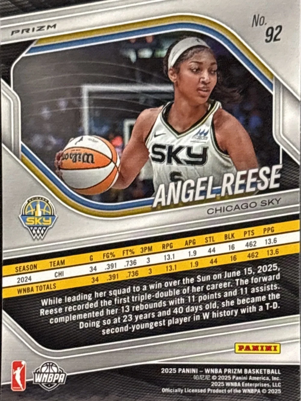 Panini Prizm Angel Reese Chicago Sky Holographic Prizm